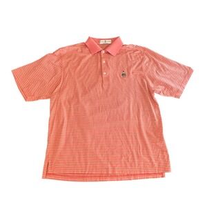 Vintage Fairway & Greene Striped Cotton Golf Polo Shirt Coral Orange Size Large